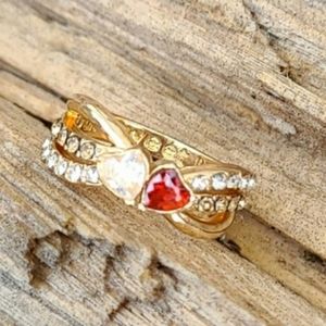 Double Heart Ring WITH Rhinestones